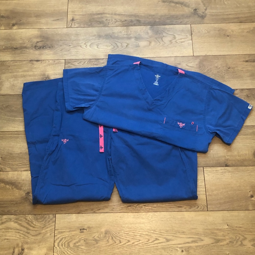 Blue Med Couture Bottom/Top Scrub Set